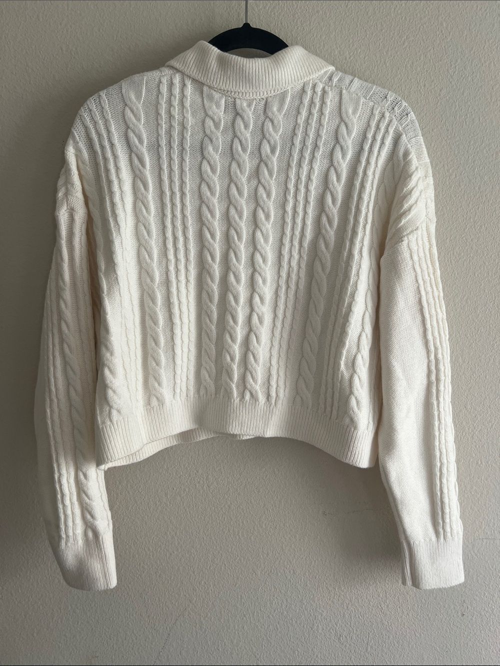 NWT Banana Republic Perfectly Soft Cable Knit Collared Sweater Ivory M - Picture 6 of 8